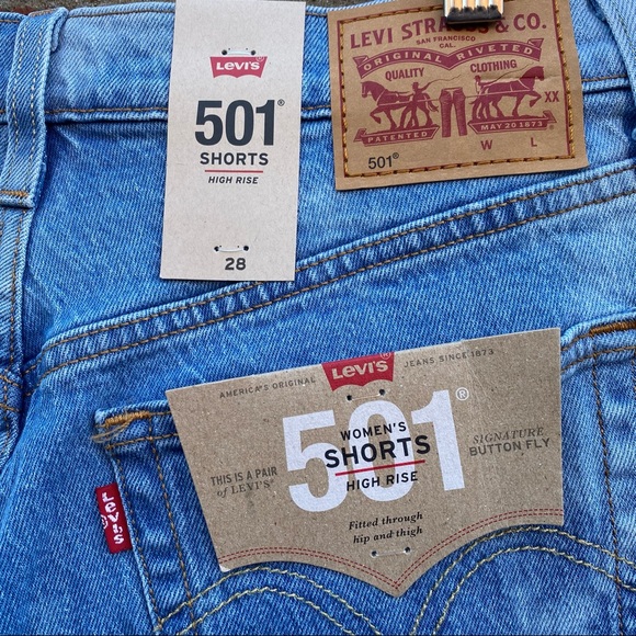 Levi's 501 Original Shorts High Rise Jean Cut Off Bleached Short - Picture 4 of 12